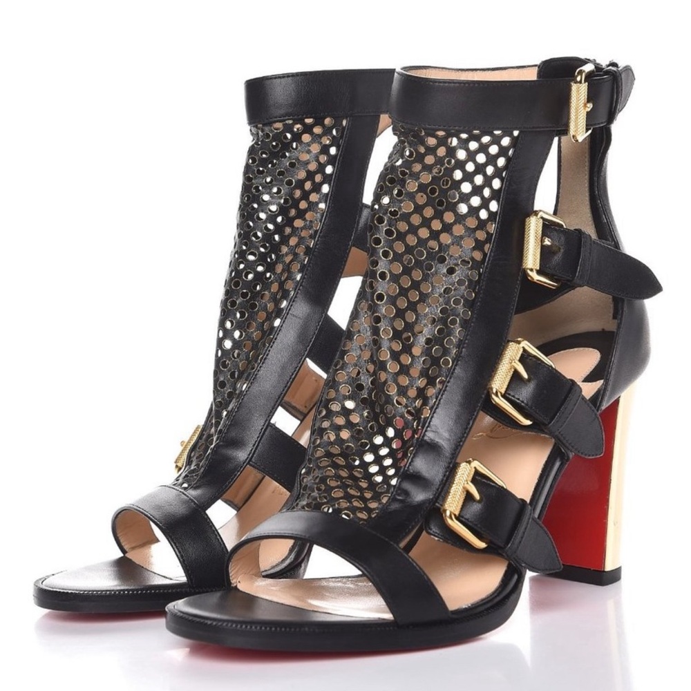 Christian Louboutin Chalumeau Calfskin Fencing
Sandals Block Heel Size 39.5